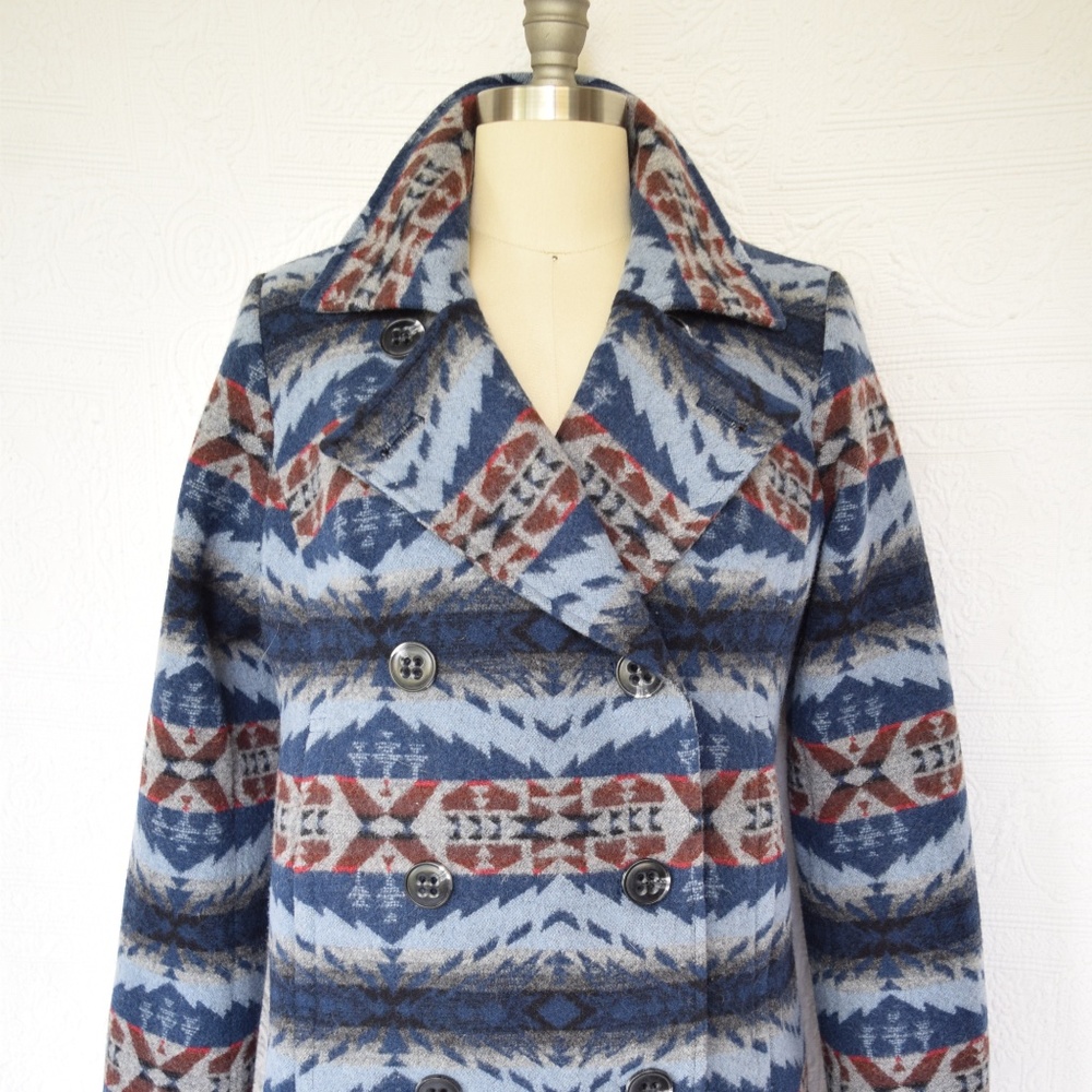 Pendleton Aztec southwest blanket pea coat jacket - Picture 6 of 8